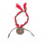 Wakami Amuleti: Energy Bracelet WA0357, rött armband, Fair Trade, medaljong, röd, tofs