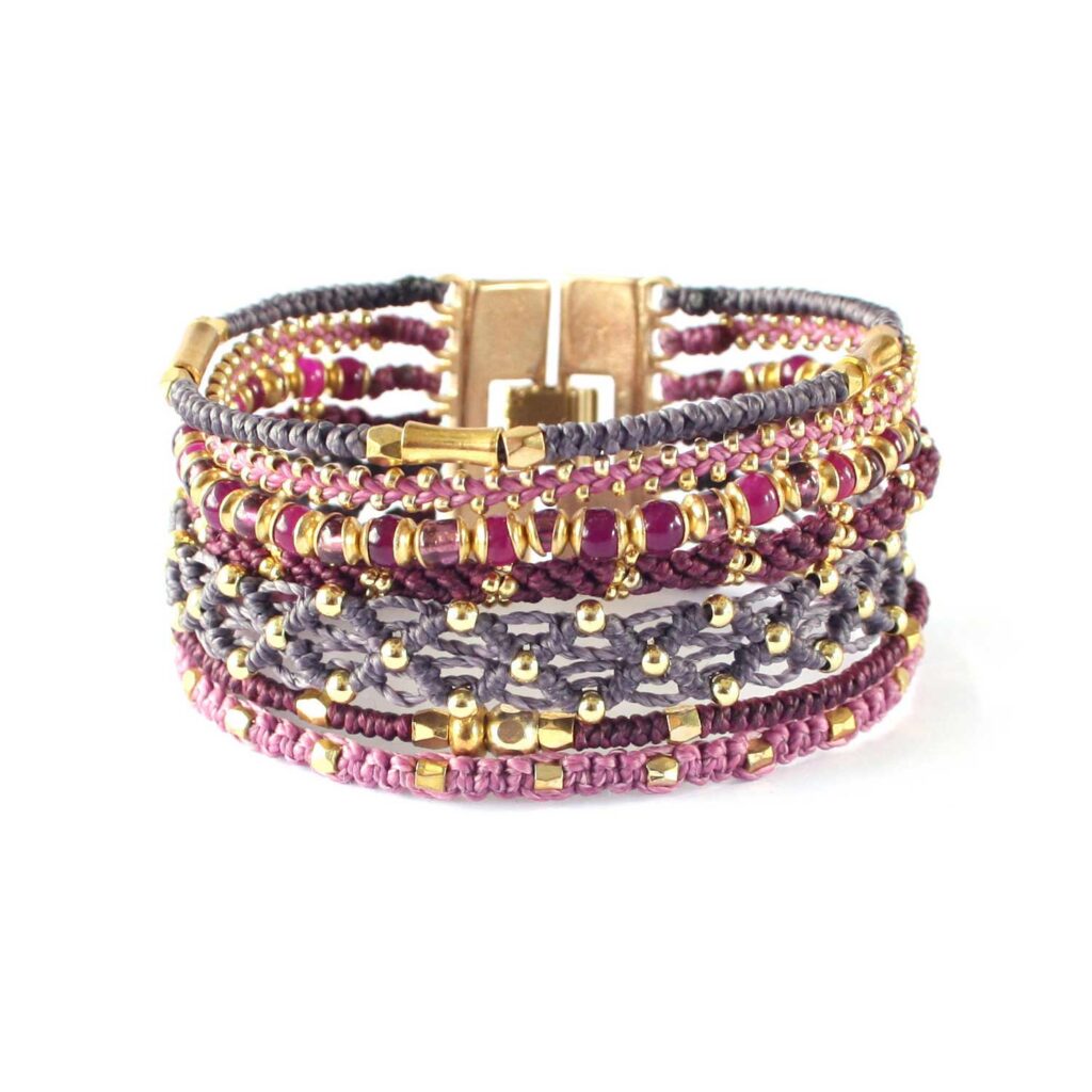 All One, armband, Fair Trade, Guatemala, guld, hantverk, lila, manschett, Wakami