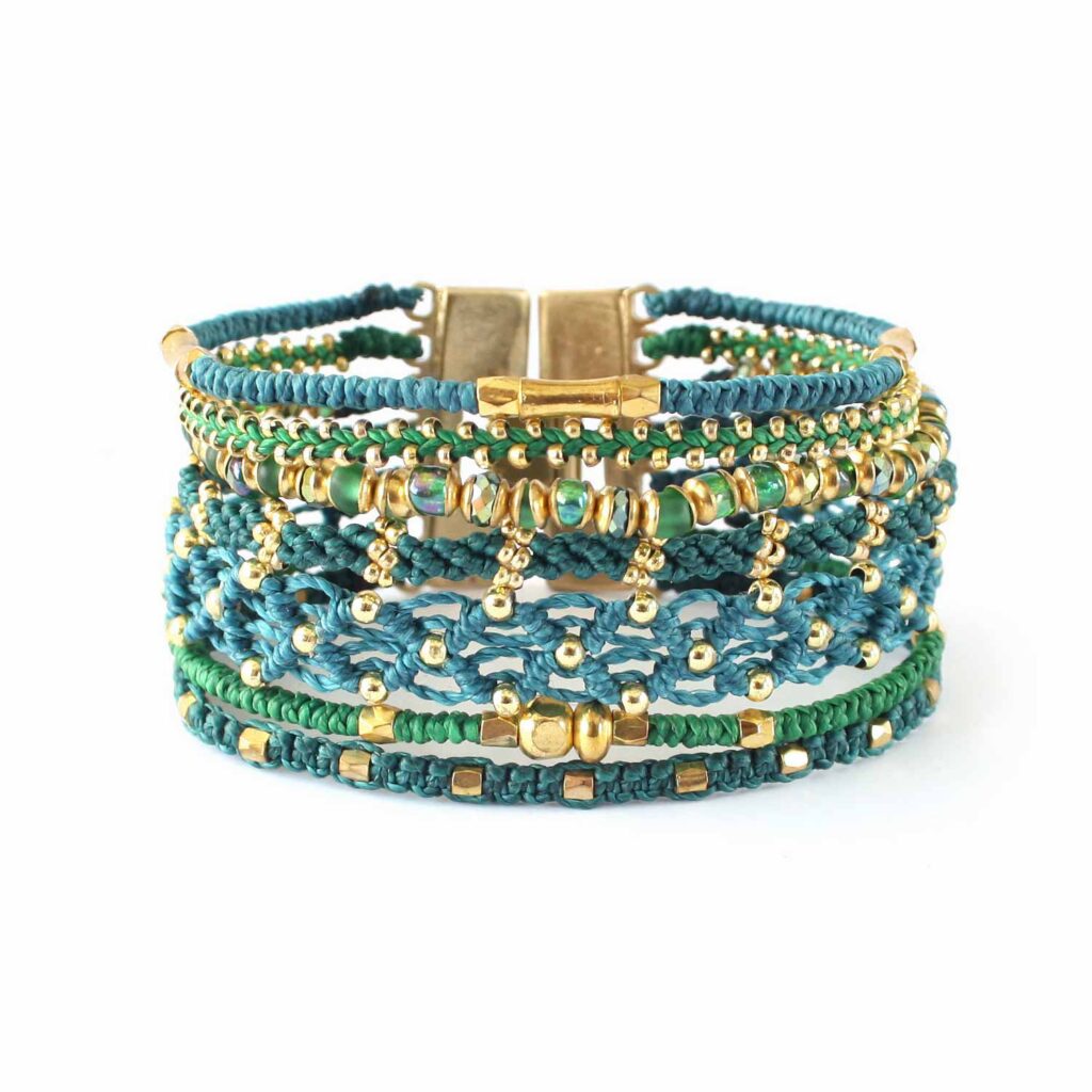 All One, armband, Fair Trade, grön, Guatemala, guld, hantverk, manschett, Wakami