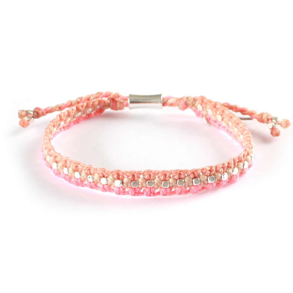 armband, Complements, Far Away, Guatemala, konsthantverk, orange, rosa, silver, korall, Strawberry Ice, Tangerine, Wakami