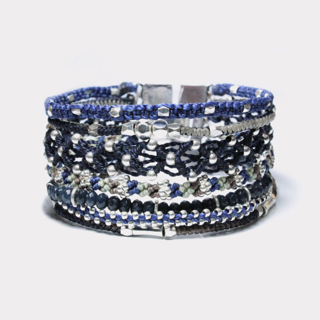 All One, armband, blå, Fair Trade, Guatemala, hantverk, manschett, silver, Wakami