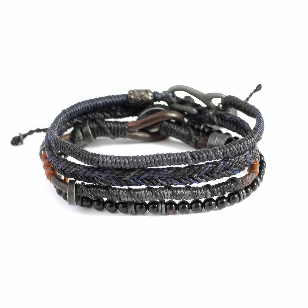Svart maskulint Wakami-armband: Earth Bracelet