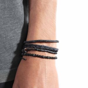 Svart maskulint Wakami-armband: Earth Bracelet