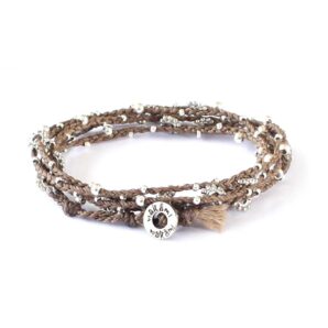 armband, brun, double wrap, Fair Trade, halsband, Life Is What You Make of It, silver