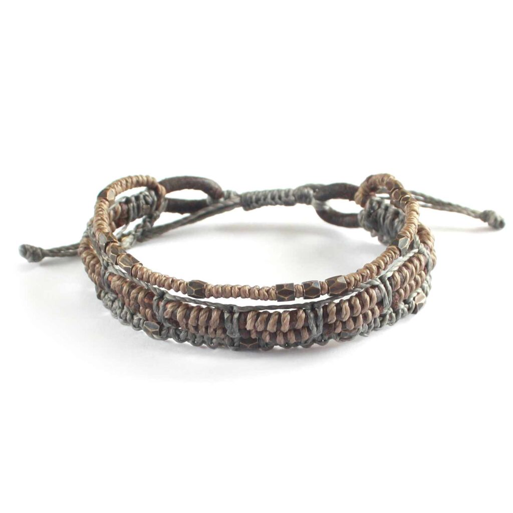 Wakami WA0549-01 brunt läderarmband, certifierad fairtrade