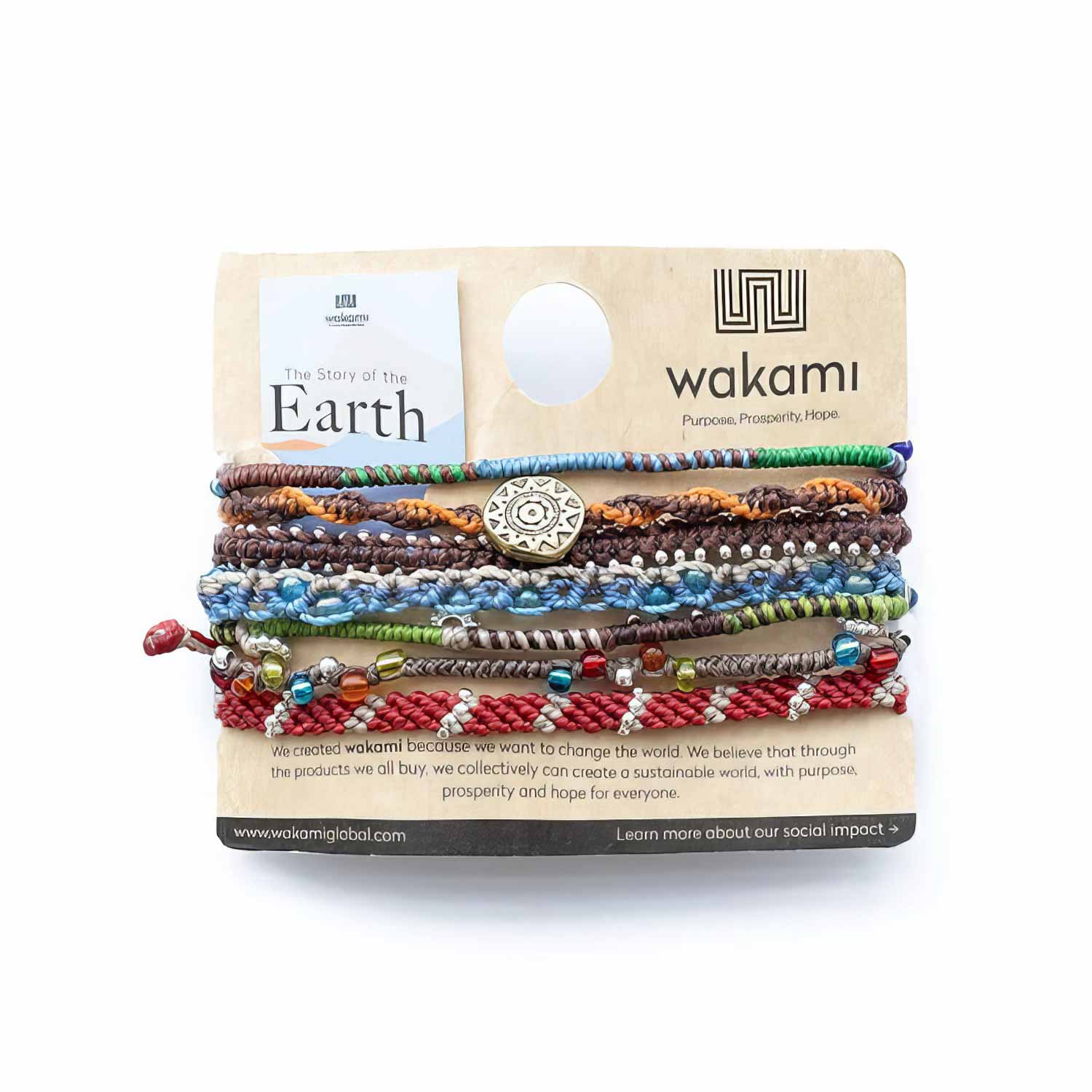 Earth Bracelet: Original 5 Sju Wakami-armband i en förpackning